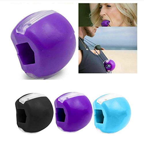 ZXY Dispositivo De Entrenamiento De Músculos Faciales Pelota De Fitness Ejercicio Bola De Cuello para Entrenamiento De Mentón Y Mentón Negro Azul Violeta,Purple