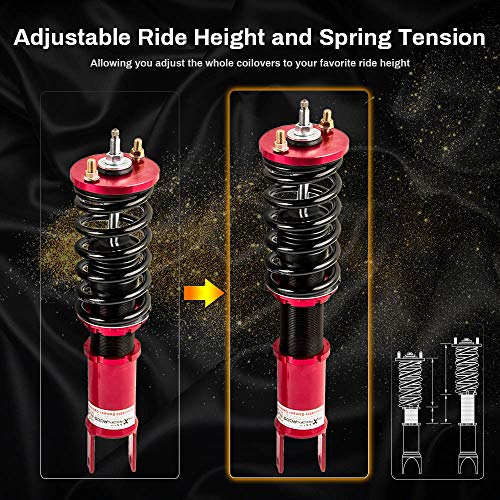 ZYauto Kit de Ajustable Amortiguador de Suspensión del Coche, Rojo ZYauto Kit de Ajustable Amortiguador de Suspensión del Coche, Rojo