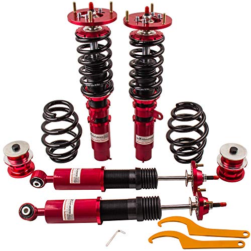 ZYauto Kit de Ajustable Amortiguador de Suspensión del Coche, Rojo