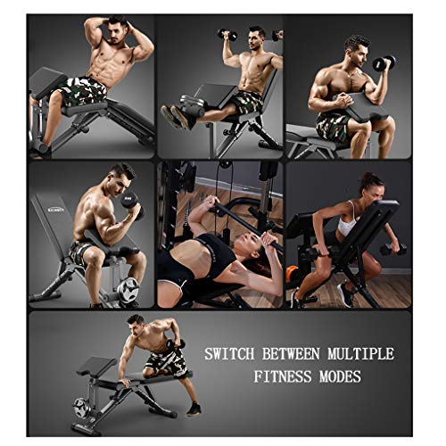 ZYD Banco de Pesas de Gimnasia Plegable y Ajustable, Taburete con Mancuernas Multifuncional, declive de inclinación Plana Banco de Ejercicios Multiusos, Negro ZYD Banco de Pesas de Gimnasia Plegable y Ajustable, Taburete con Mancuernas Multifuncional, declive de inclinación Plana Banco de Ejercicios Multiusos, Negro