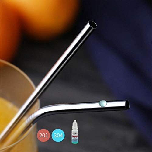 zyr 304 Stainless Steel Metal Straw Reusable Straw Brush Eco-Friendly Straw Straight Bend Cleaning Brush Bar Party Accessories,C-Rose Gold  5PC