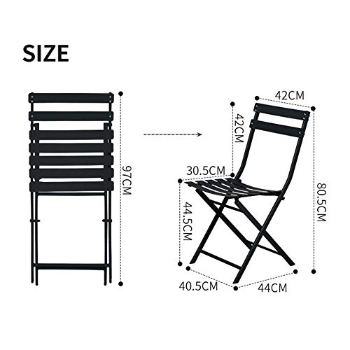 ZZFF Patio Bistro Silla Plegable,Silla De Comedor Plegable De Acero,Silla Lateral De Ocio Al Aire Libre para La Silla De Evento del Pub del Patio Trasero del Jardín Negro 40.5x44x80.5cm(16x17x32inch)