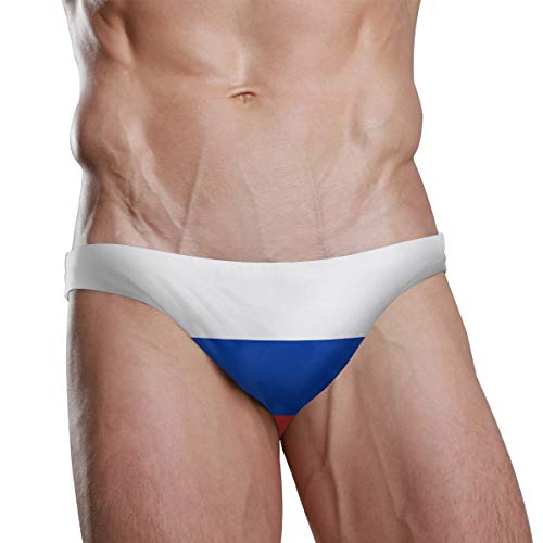 ZZKKO Bikini de natación para hombre, diseño de bandera rusa de playa, bikini para hombre, ropa interior mediana