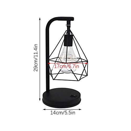 ZZM Lámpara de Mesa de Hierro diamantado, lámpara de Jaula de pájaros de Metal geométrica E27 luz de Noche Lámpara de Mesa de Noche nórdica Lámpara Decorativa Iluminación