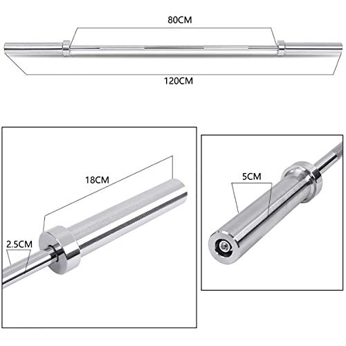 ZZZTWO Barras Mancuerna Barra Olímpica, Antideslizante Barra de musculacion, Diámetro de 50 mm, Barra de Gimnasio para Entrenamiento Fitness con Pesas en Casa Straight Bar-120CM