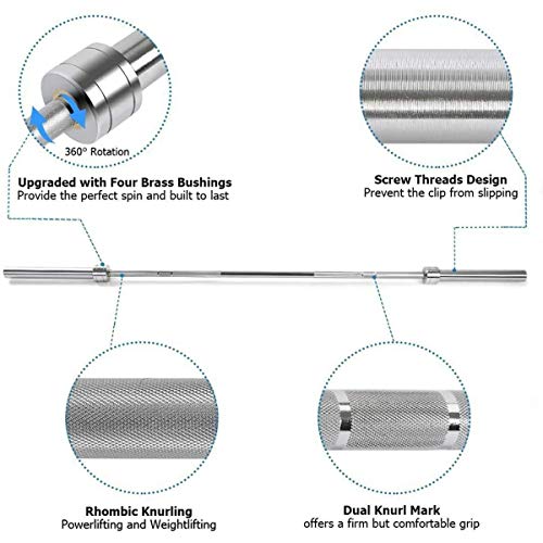 ZZZTWO Barras Mancuerna Barra Olímpica, Antideslizante Barra de musculacion, Diámetro de 50 mm, Barra de Gimnasio para Entrenamiento Fitness con Pesas en Casa Straight Bar-120CM