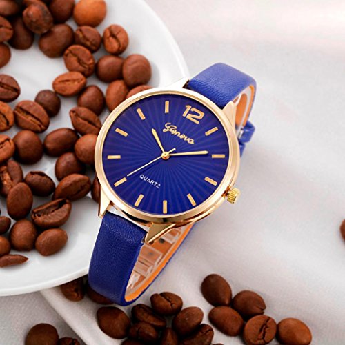 -Sonnena Watches - Reloj analógico para mujer de estilo informal, mecanismo de cuarzo y acero inoxidable, para uso diario y fiestas, regalo ideal de San Valentín, azul, Watch