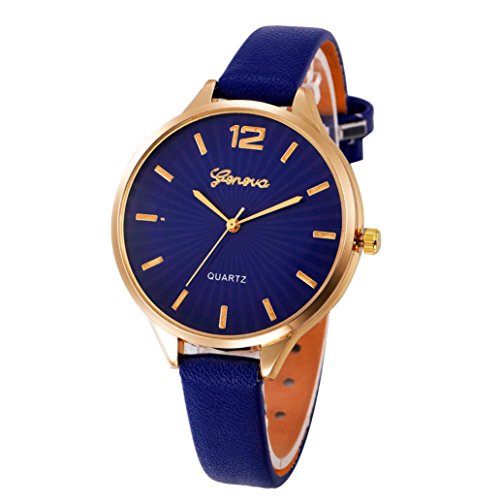 -Sonnena Watches - Reloj analógico para mujer de estilo informal, mecanismo de cuarzo y acero inoxidable, para uso diario y fiestas, regalo ideal de San Valentín, azul, Watch