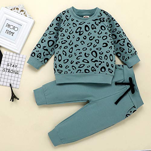 0-4 Años,SO-buts Recién Nacido Bebés Niñas Niños Camiseta Con Estampado De Leopardo Sudadera Abrigo Tops Pantalones Trajes Ropa De Chándal De Invierno (Verde,2-3 años)