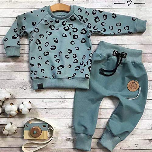 0-4 Años,SO-buts Recién Nacido Bebés Niñas Niños Camiseta Con Estampado De Leopardo Sudadera Abrigo Tops Pantalones Trajes Ropa De Chándal De Invierno (Verde,2-3 años)