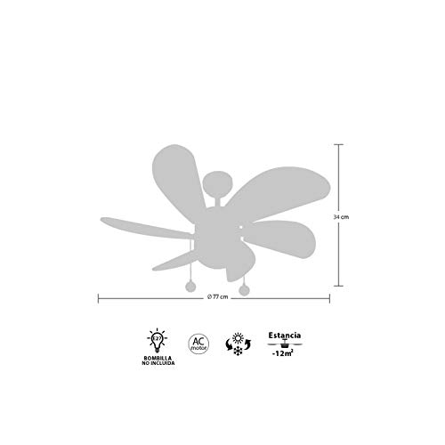 003 Ventilador de techo con luz colores pastel, 1xE27, 77 cm., AkunaDecor.