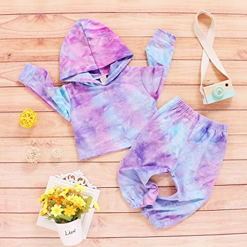 1-6 Años Conjunto de Sudaderas con Capucha Tie-Dye para Niños Y Niñas Pantalones de Sudadera Chic para Niños Pequeños Chándal Casual de Primavera Y Otoño