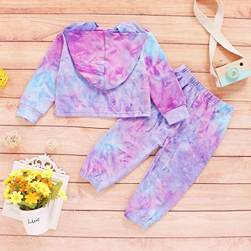 1-6 Años Conjunto de Sudaderas con Capucha Tie-Dye para Niños Y Niñas Pantalones de Sudadera Chic para Niños Pequeños Chándal Casual de Primavera Y Otoño