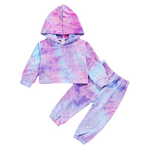 1-6 Años Conjunto de Sudaderas con Capucha Tie-Dye para Niños Y Niñas Pantalones de Sudadera Chic para Niños Pequeños Chándal Casual de Primavera Y Otoño