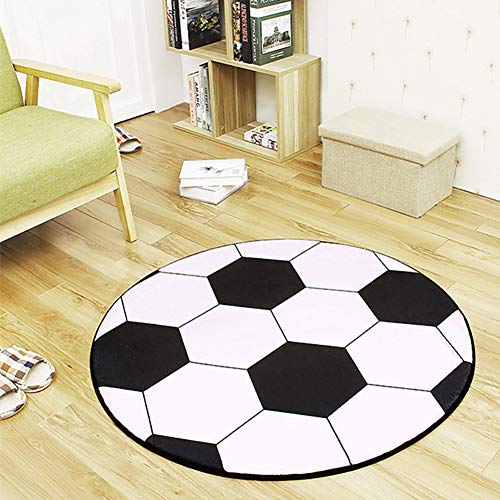 1 alfombra de fútbol de dibujos animados lindos niños alfombra redonda mesa de café silla de diseño creativo alfombra hecha a mano (80 cm).