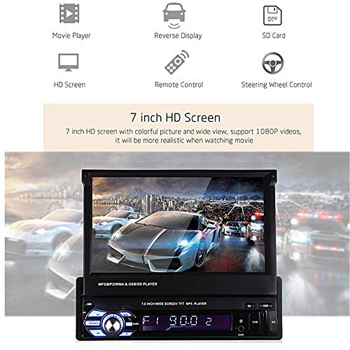 1 DIN 7 Pulgadas 1080P Reproductor de Radio estéreo para automóvil Soporte de Pantalla táctil LCD Función de Enlace de Espejo Manos Libres Bluetooth