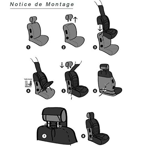 1 funda de asiento delantero de camping para Progress Alméria Fia. Ducato 2.3 130 CV (2015) (), 1 pieza, color negro