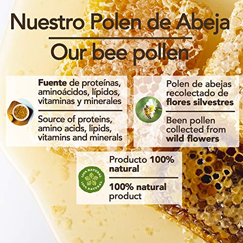 1 kg - Polen de España 100% natural. Polen de abeja libre de residuos. Polen fuente de proteinas, aminoácidos, lípidos, vitaminas y minerales.