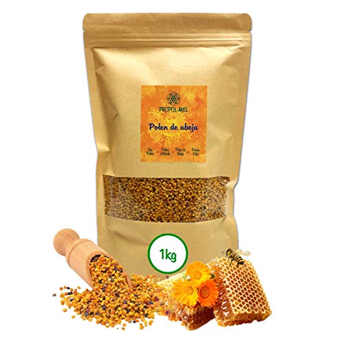 1 kg - Polen de España 100% natural. Polen de abeja libre de residuos. Polen fuente de proteinas, aminoácidos, lípidos, vitaminas y minerales.