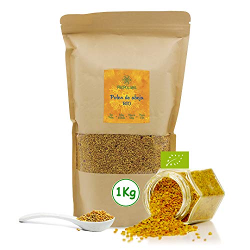 1 kg - Polen de España BIO. 100% natural. Polen de abeja ecologico libre de residuos. Polen fuente de proteinas, aminoácidos, lípidos, vitaminas y minerales.