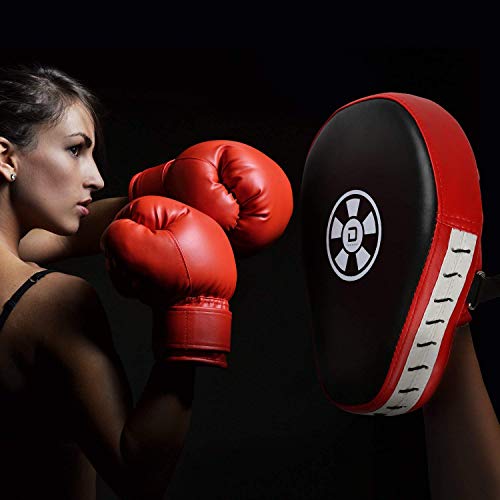 1 par Almohadillas de Boxeo Objetivos a Mano Handguards Boxing Paos Muay Thai Kick Boxing Martial Arts Kick Pad Training Color Rojo