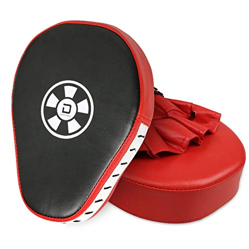 1 par Almohadillas de Boxeo Objetivos a Mano Handguards Boxing Paos Muay Thai Kick Boxing Martial Arts Kick Pad Training Color Rojo