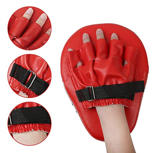 1 par Almohadillas de Boxeo Objetivos a Mano Handguards Boxing Paos Muay Thai Kick Boxing Martial Arts Kick Pad Training Color Rojo