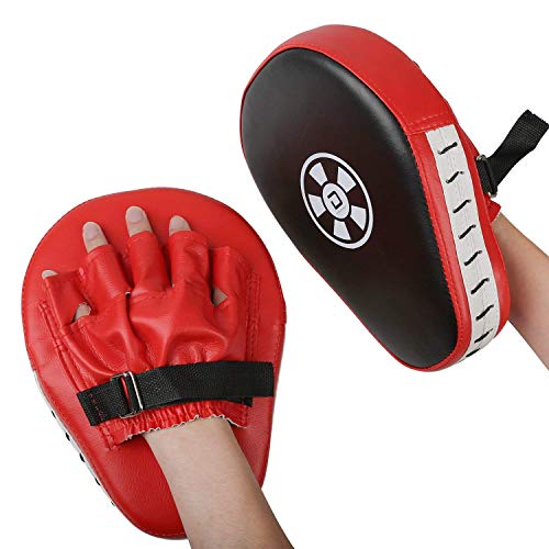 1 par Almohadillas de Boxeo Objetivos a Mano Handguards Boxing Paos Muay Thai Kick Boxing Martial Arts Kick Pad Training Color Rojo
