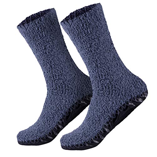 1 par de calcetines muy suaves para mujer – comodidad óptima – con suela de goma – ideal para casa – 35 – 38 o 39 – 42 azul 39-42
