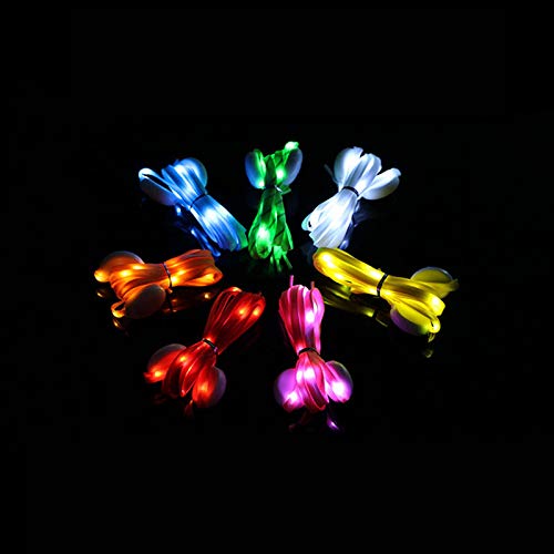 1 par de cordones LED de nailon para zapatos, para fiestas, hip-hop, baile, ciclismo, senderismo, patinaje (siete colores claros)