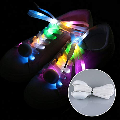 1 par de cordones LED de nailon para zapatos, para fiestas, hip-hop, baile, ciclismo, senderismo, patinaje (siete colores claros)