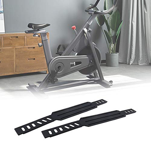 1 par de correas de pedal para bicicleta de ejercicio con correas ajustables de repuesto, color negro