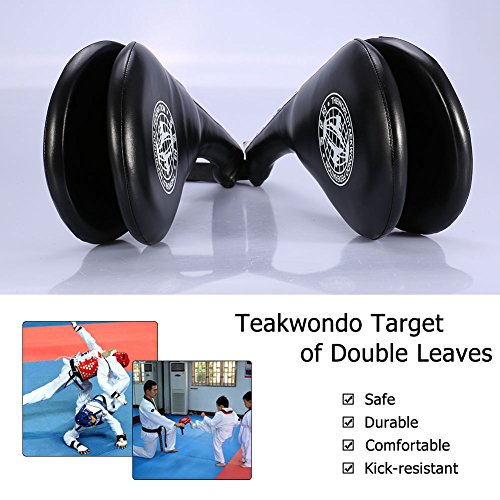 1 par de Taekwondo Fighting de entrenamiento Karate boxeo almohadilla doble patada formación Gear mano caja, negro