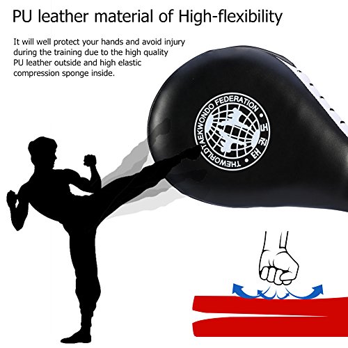 1 par de Taekwondo Fighting de entrenamiento Karate boxeo almohadilla doble patada formación Gear mano caja, negro 1 par de Taekwondo Fighting de entrenamiento Karate boxeo almohadilla doble patada formación Gear mano caja, negro
