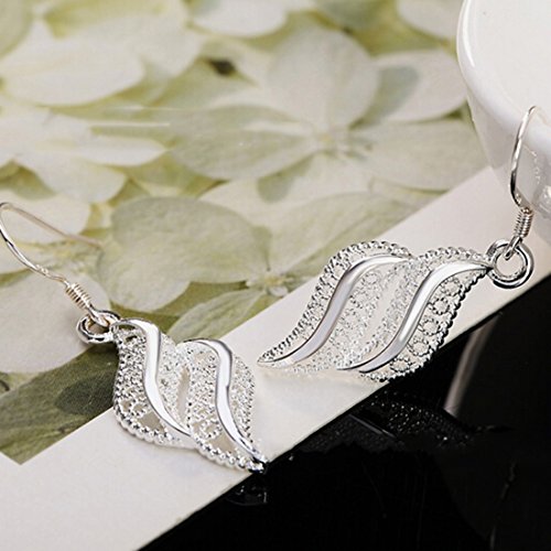 1 par Pendientes pequeños de plata de las mujeres pendientes ondulados en Compatible Conma de hoja pendientes preciosos 1 par Pendientes pequeños de plata de las mujeres pendientes ondulados en Compatible Conma de hoja pendientes preciosos