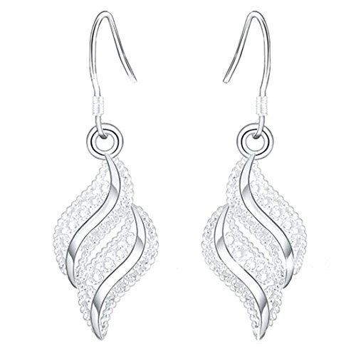 1 par Pendientes pequeños de plata de las mujeres pendientes ondulados en Compatible Conma de hoja pendientes preciosos 1 par Pendientes pequeños de plata de las mujeres pendientes ondulados en Compatible Conma de hoja pendientes preciosos