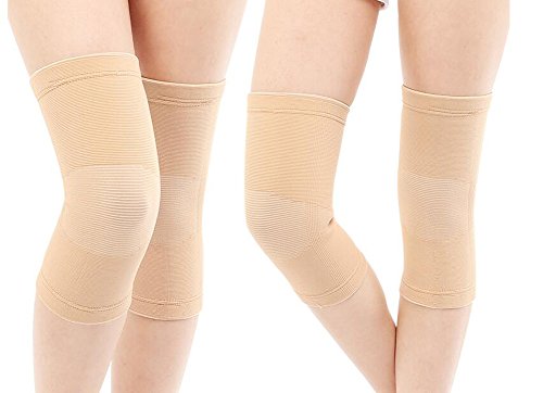 1 par unisex Non-Trace silicona rodilla pads-knee Brace apoyo pierna manga apoyo Brace Pads Rótula para deportes al aire libre voleibol baloncesto baile ciclismo escalada Yoga, color carne