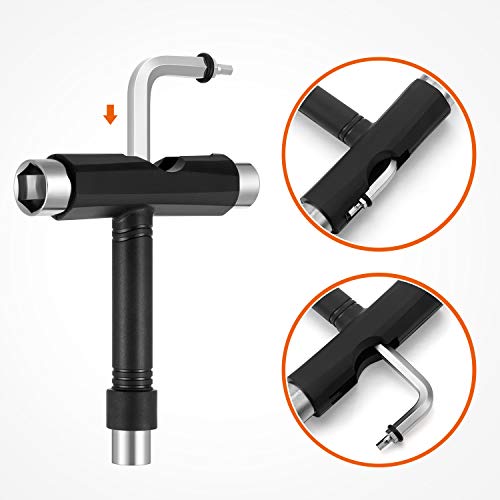10 Herramientas de Skate Todo en Uno con 8 Rodamientos de Bolas de Monopatín 608RS, 1 Accesorios de Herramienta de T de Patineta Portátil de Multifunción y 1 Destornillador de Llave de Cruz Tipo L 10 Herramientas de Skate Todo en Uno con 8 Rodamientos de Bolas de Monopatín 608RS, 1 Accesorios de Herramienta de T de Patineta Portátil de Multifunción y 1 Destornillador de Llave de Cruz Tipo L