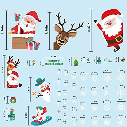 10 Hojas de Pegatinas Ventana Navidad Santa Muñeco de Nieve Alce de la Puerta Pegatinas Navidad Cristal Decoración Reutilizable Bricolaje Pegatinas Electrostáticas Calcomanías ventanas para Fiesta