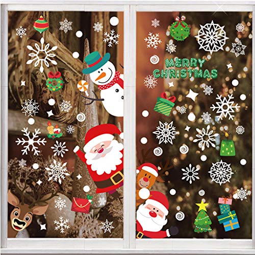 10 Hojas de Pegatinas Ventana Navidad Santa Muñeco de Nieve Alce de la Puerta Pegatinas Navidad Cristal Decoración Reutilizable Bricolaje Pegatinas Electrostáticas Calcomanías ventanas para Fiesta