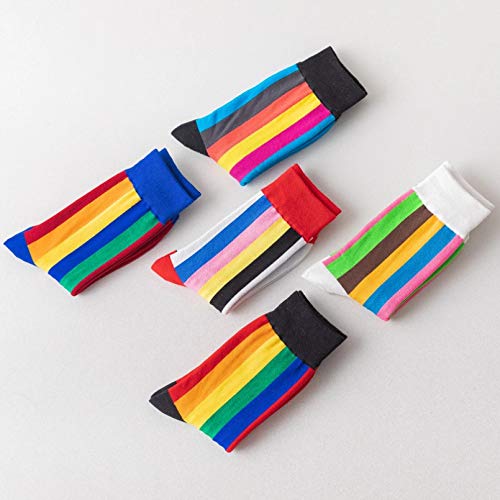10 Pares Autumn Winter Creation Socks Women Socks Mosaic Rainbow Vertical Stripes Socks