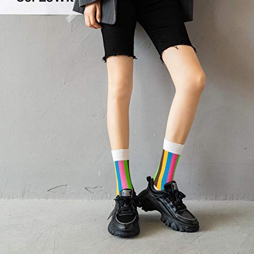 10 Pares Autumn Winter Creation Socks Women Socks Mosaic Rainbow Vertical Stripes Socks