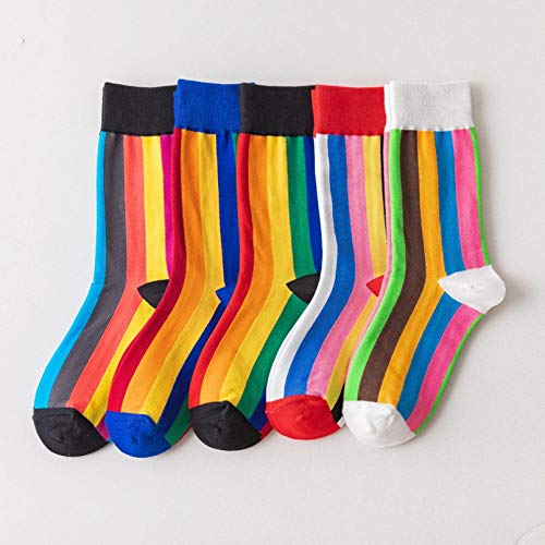 10 Pares Autumn Winter Creation Socks Women Socks Mosaic Rainbow Vertical Stripes Socks