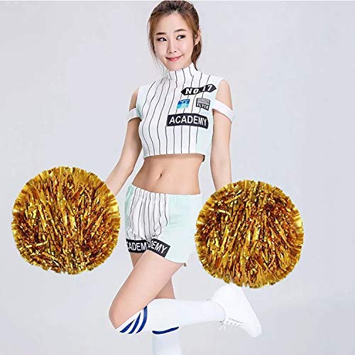 10 PCS Square Dance Aerobic Cheerleading balón con la Mano Ramo de Flores, de la Cinta Longitud: 30 cm (Verde) Práctico Equipo de Gimnasia en el hogar. (Color : Gold)