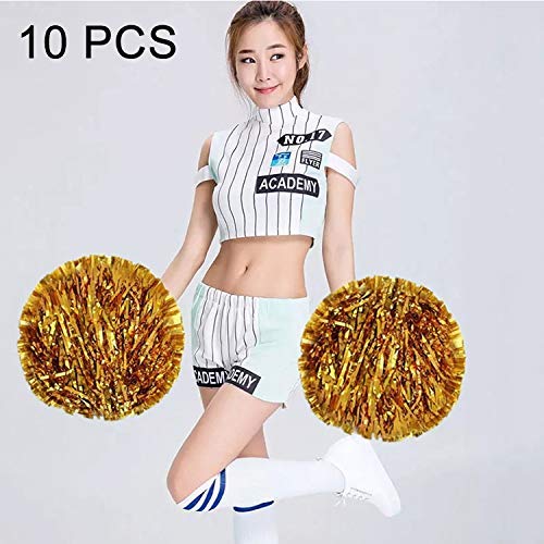 10 PCS Square Dance Aerobic Cheerleading balón con la Mano Ramo de Flores, de la Cinta Longitud: 30 cm (Verde) Práctico Equipo de Gimnasia en el hogar. (Color : Gold)