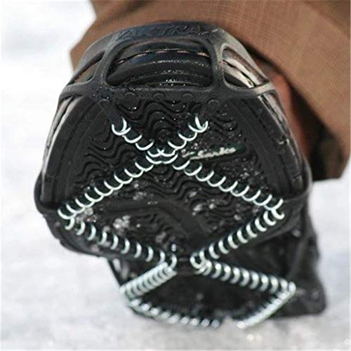 10-Stud Ice Snow Grippers, antideslizantes Pinzas de hielo de invierno Universal Slip-On Stretch Fit Snow & Ice Spikes Tacos de tracción para nieve Crampones (puños, crampones, tacos)