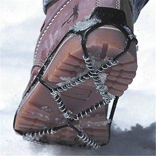10-Stud Ice Snow Grippers, antideslizantes Pinzas de hielo de invierno Universal Slip-On Stretch Fit Snow & Ice Spikes Tacos de tracción para nieve Crampones (puños, crampones, tacos)
