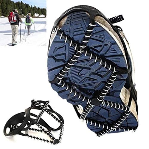 10-Stud Ice Snow Grippers, antideslizantes Pinzas de hielo de invierno Universal Slip-On Stretch Fit Snow & Ice Spikes Tacos de tracción para nieve Crampones (puños, crampones, tacos)