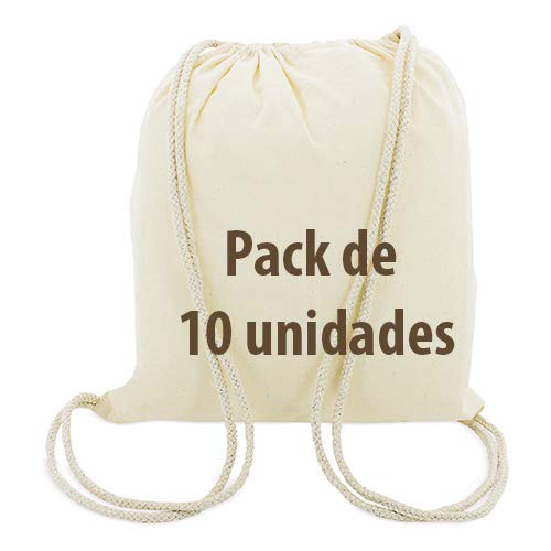 10 x Bolsa Mochila Algodón Natural Con Cordones Tamaño 39 x 35 Centimetros 10 x Bolsa Mochila Algodón Natural Con Cordones Tamaño 39 x 35 Centimetros