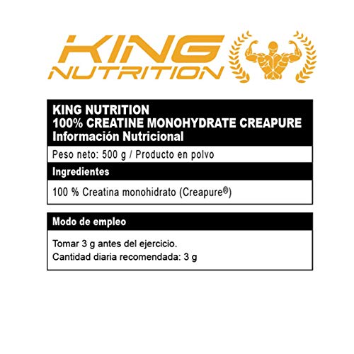 100% Creatine Monohydrate Creapure 500gr King Nutrition Creatina Monohidrato 100% Creatine Monohydrate Creapure 500gr King Nutrition Creatina Monohidrato